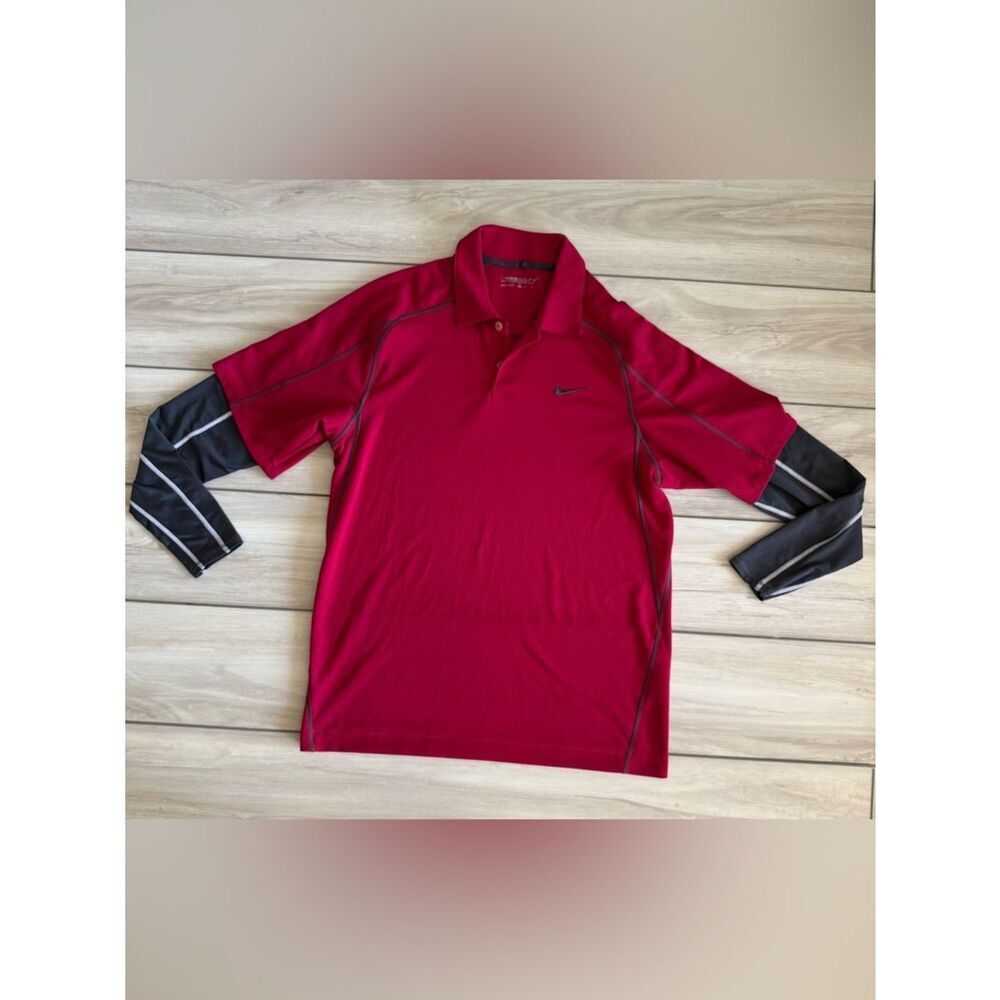 Nike Golf Long Sleeve Polo Red Medium EUC